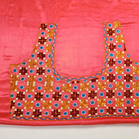 Buy Peach Kutch Hand Embroidery Mashru Silk Blouse Piece