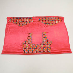 Buy Peach Kutch Hand Embroidery Mashru Silk Blouse Piece