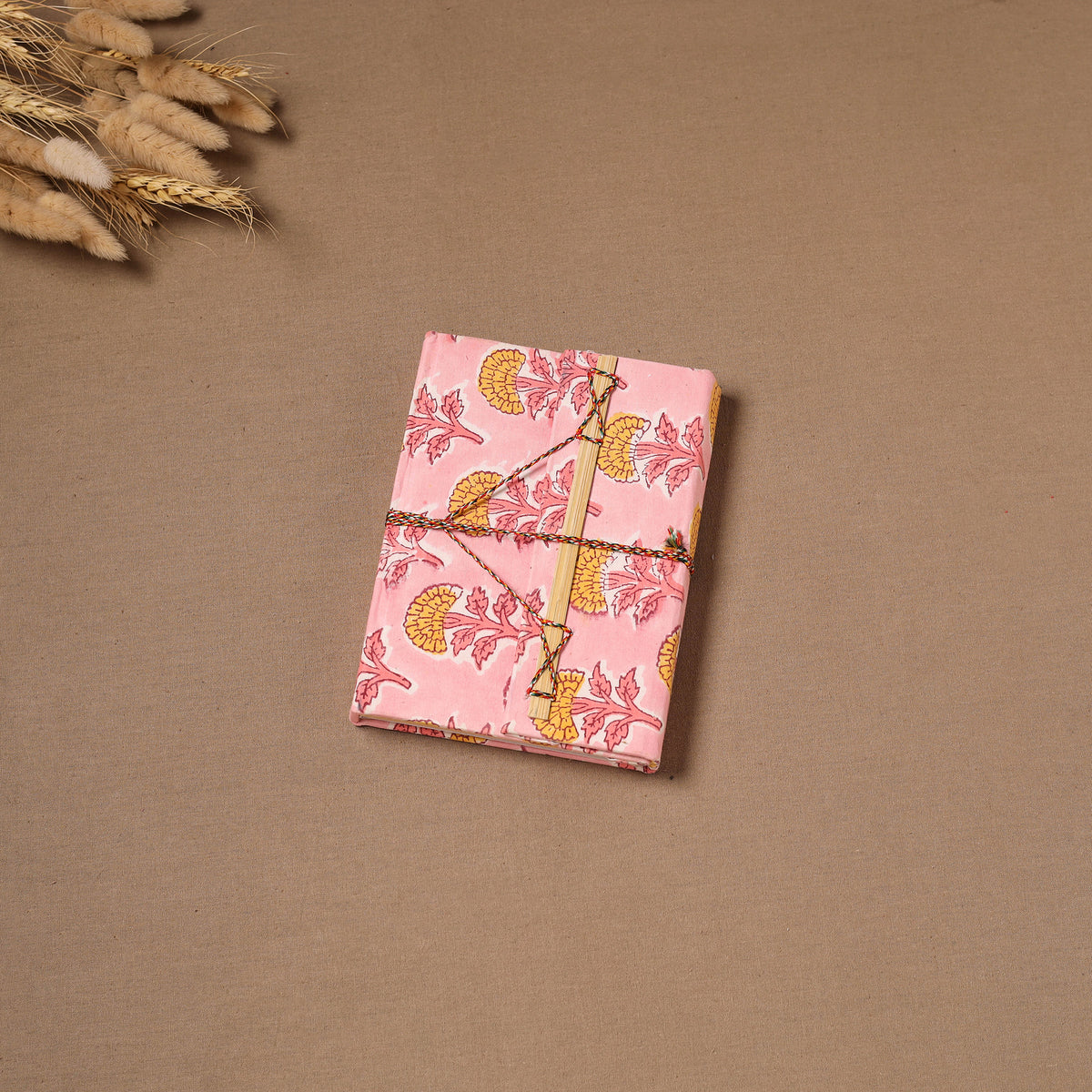 Handmade Paper Notebook in Floral Cover with Thread Lock (7 x 5 in) 09