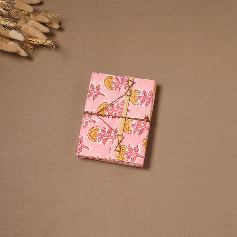 Pink - Handmade Paper Notebook in Floral Cover with Thread Lock (7 x 5 in) 09