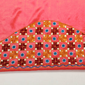 Buy Peach Kutch Hand Embroidery Mashru Silk Blouse Piece