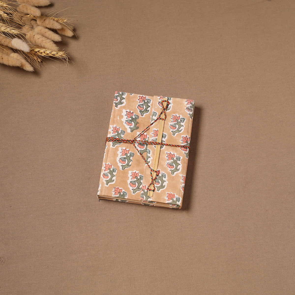 Handmade Paper Notebook in Floral Cover with Thread Lock (7 x 5 in) 10