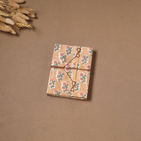 Beige - Handmade Paper Notebook in Floral Cover with Thread Lock (7 x 5 in) 10
