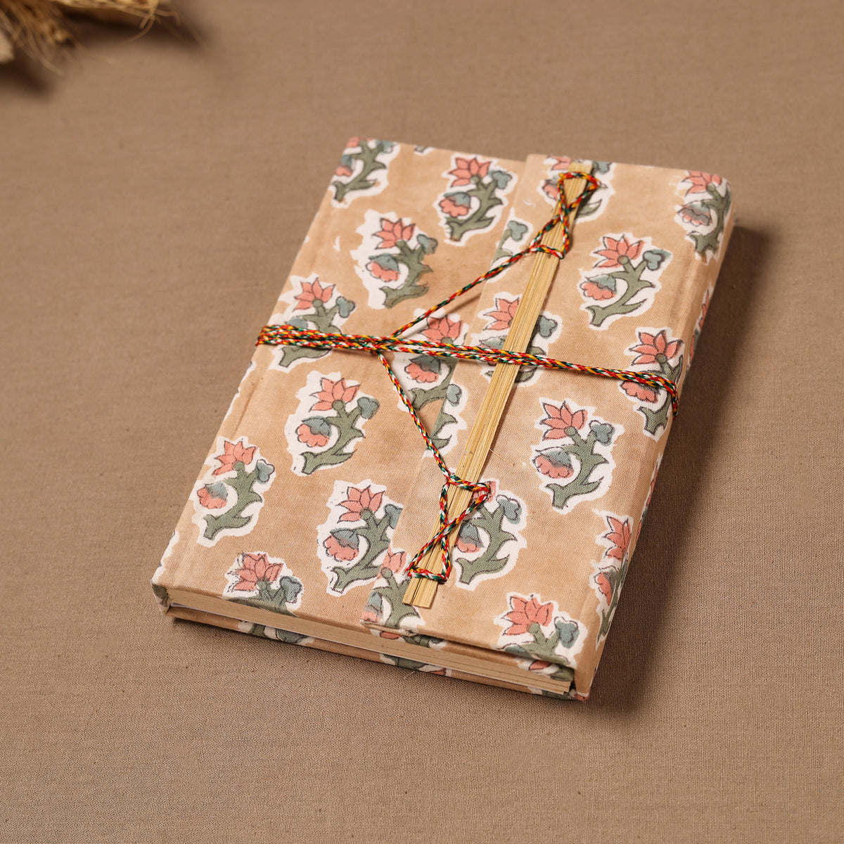 Handmade Paper Notebook in Floral Cover with Thread Lock (7 x 5 in) 10