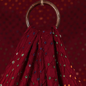 Maroon - Kutch Bandhani Tie-Dye Modal Silk Fabric 17