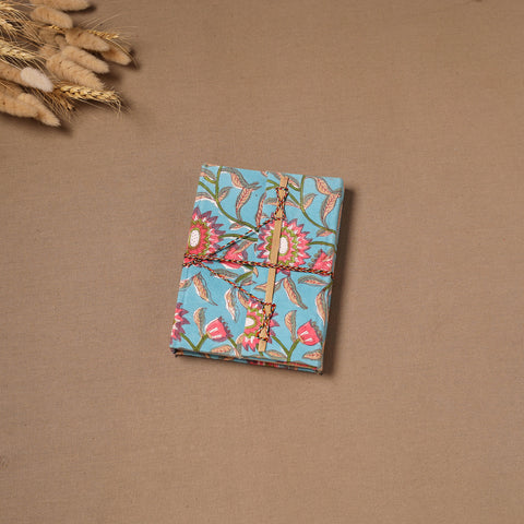 Blue - Handmade Paper Notebook in Floral Cover with Thread Lock (7 x 5 in) 12