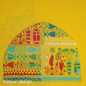 Yellow Cotton Bengal Kantha Stitch Blouse Piece 