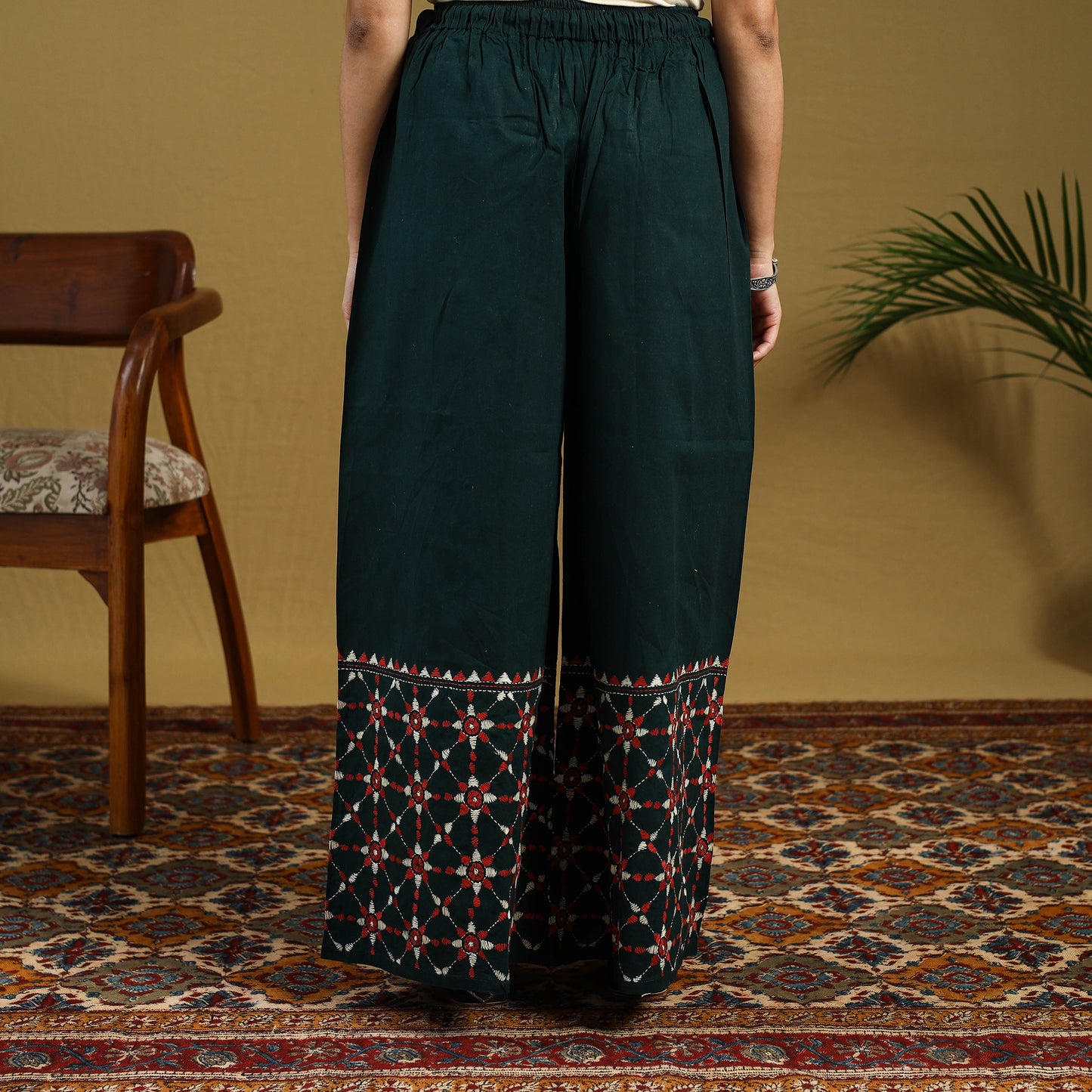 Buy Cotton Bengal Kantha Hand Embroidery Palazzo