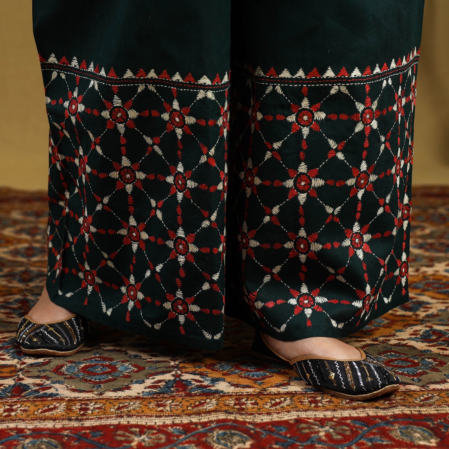 Buy Cotton Bengal Kantha Hand Embroidery Palazzo