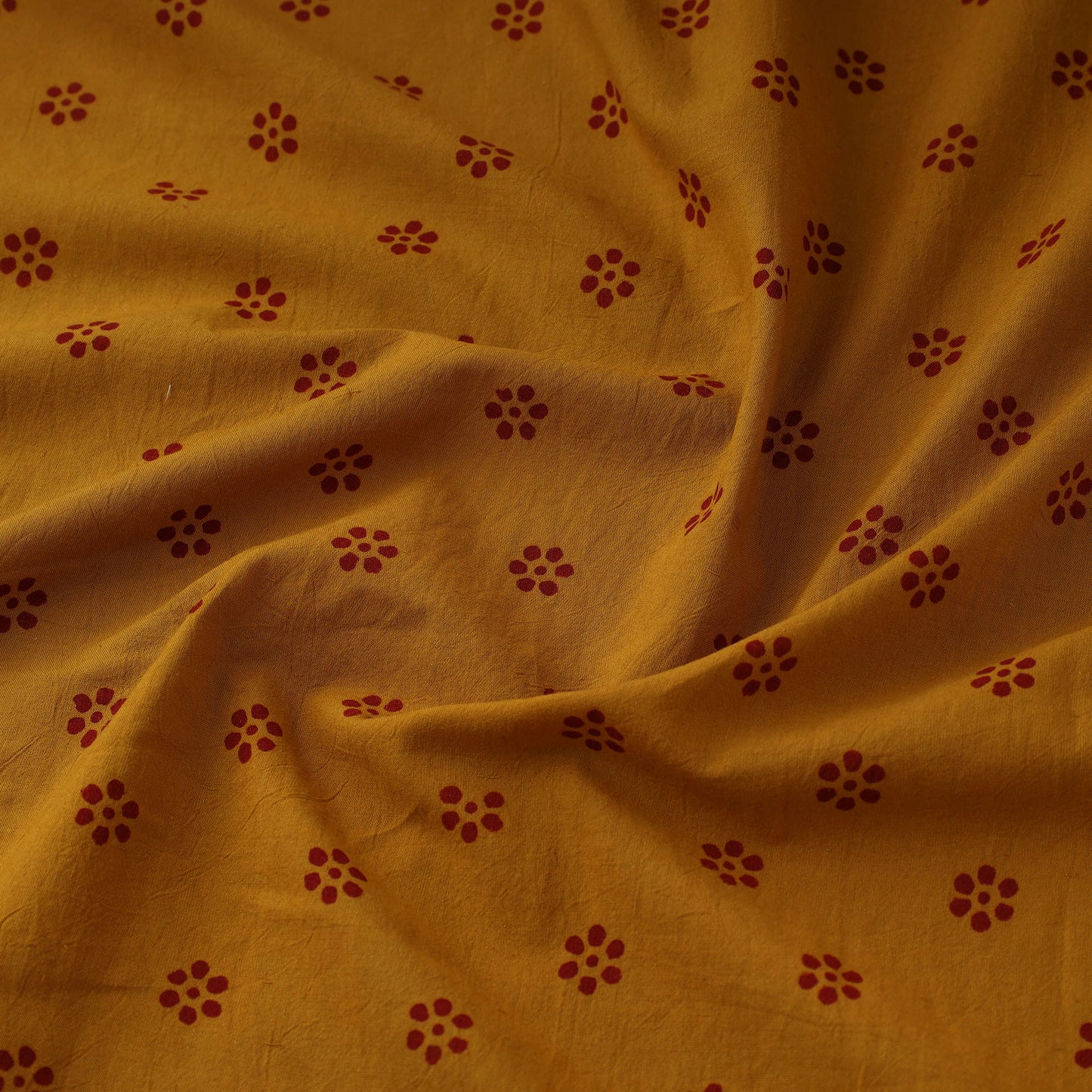 Yellow - Bagh Block Printed Cotton Fabric 12
