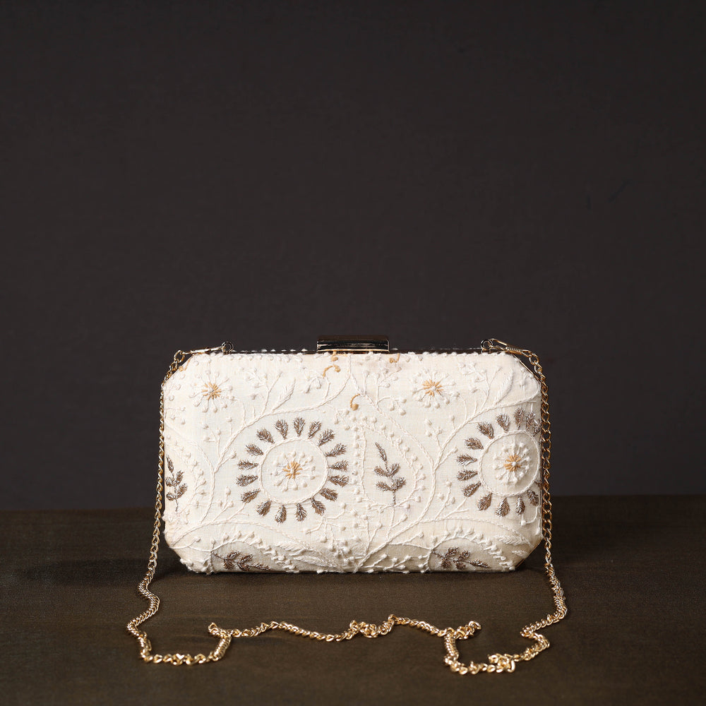 Chikankari Embroidery Clutch / Sling Bag