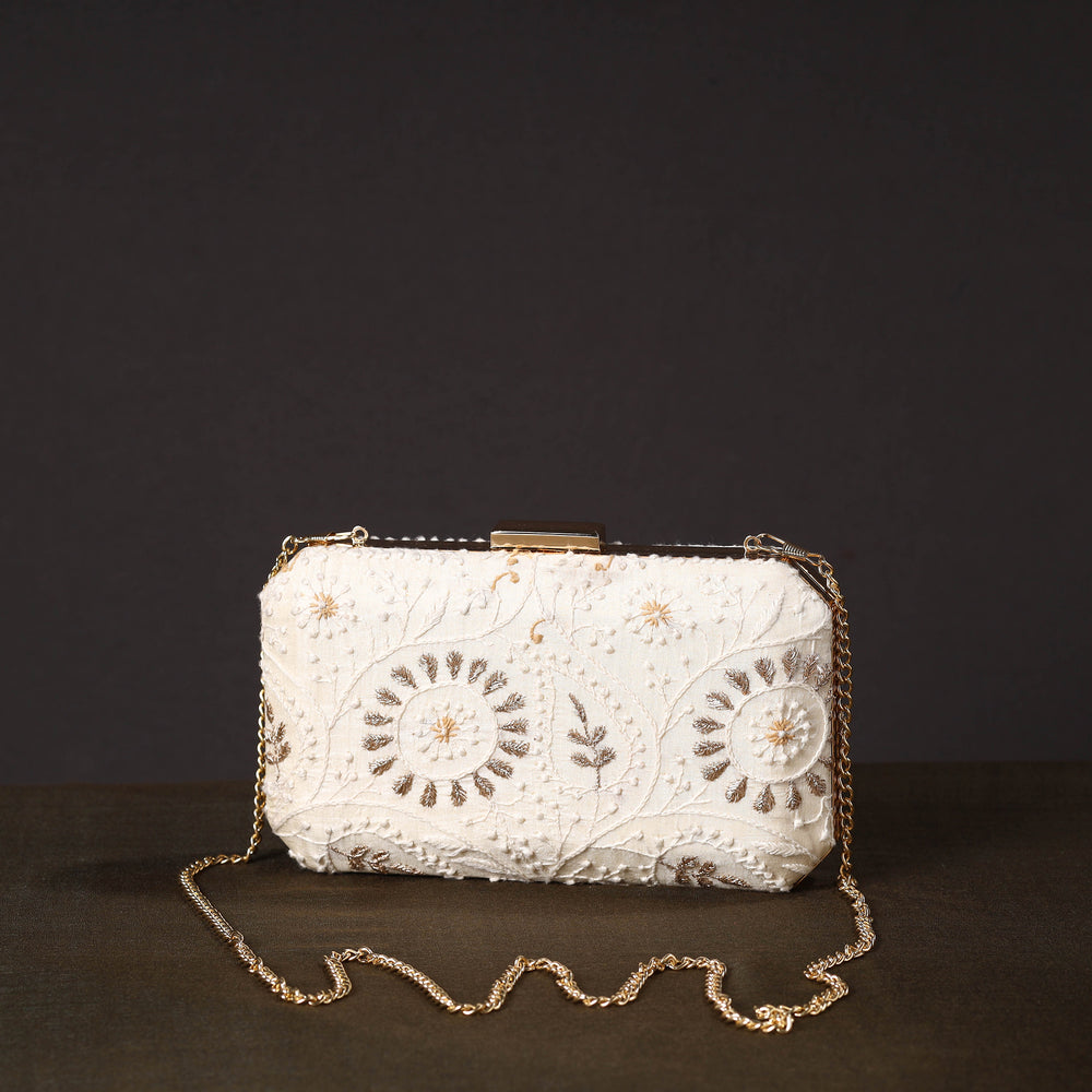 Chikankari Embroidery Clutch / Sling Bag