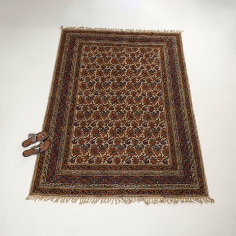 Warangal Handwoven Kalamkari Block Print Cotton Durrie / Carpet / Rug (5 x 7 Feet) 27
