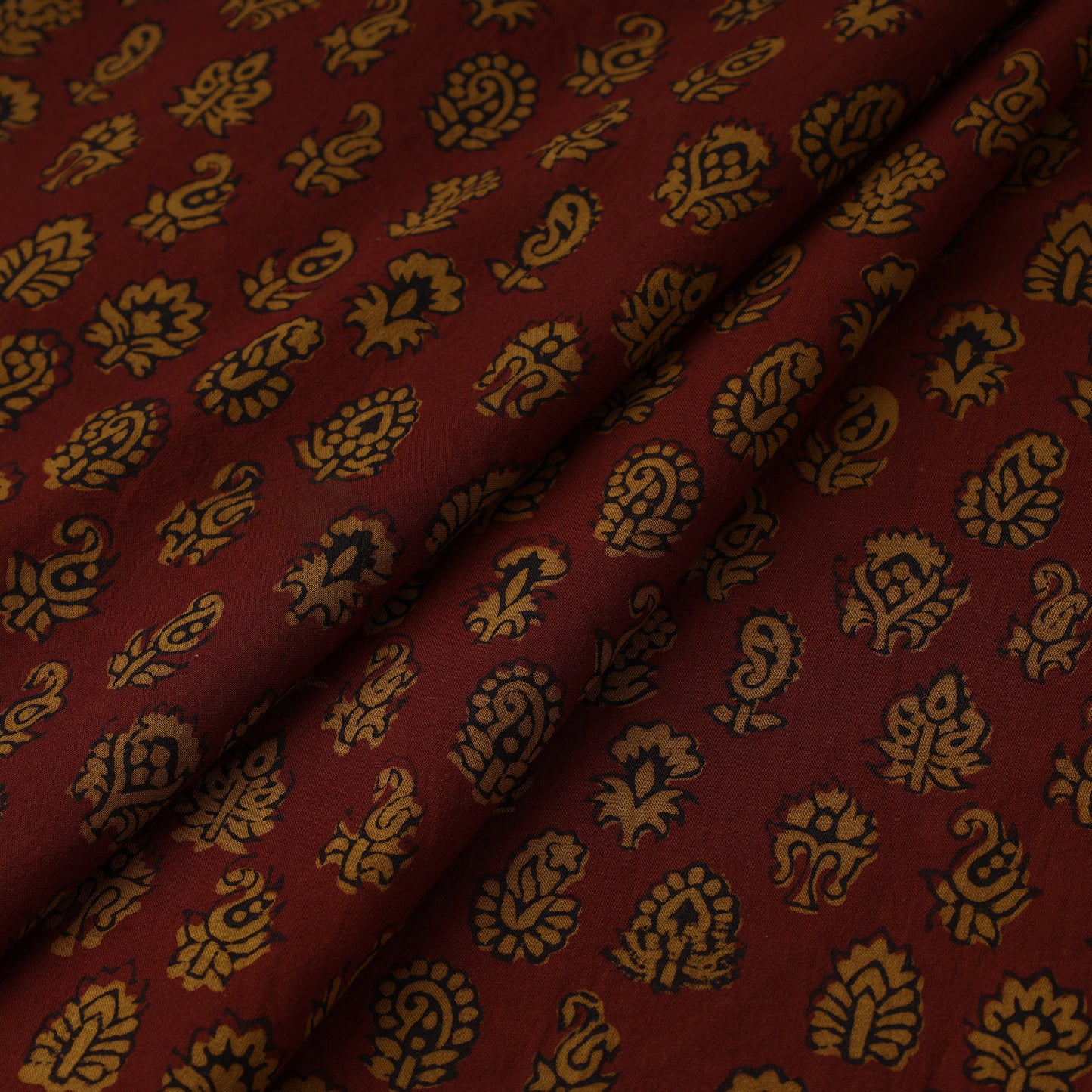 Red - Bagh Block Printed Cotton Fabric 13