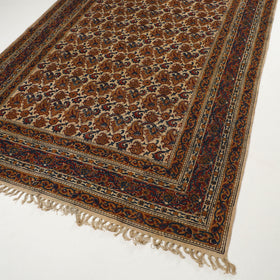 Maroon - Warangal Handwoven Kalamkari Block Print Cotton Durrie / Carpet / Rug (5 x 7 Feet) 27