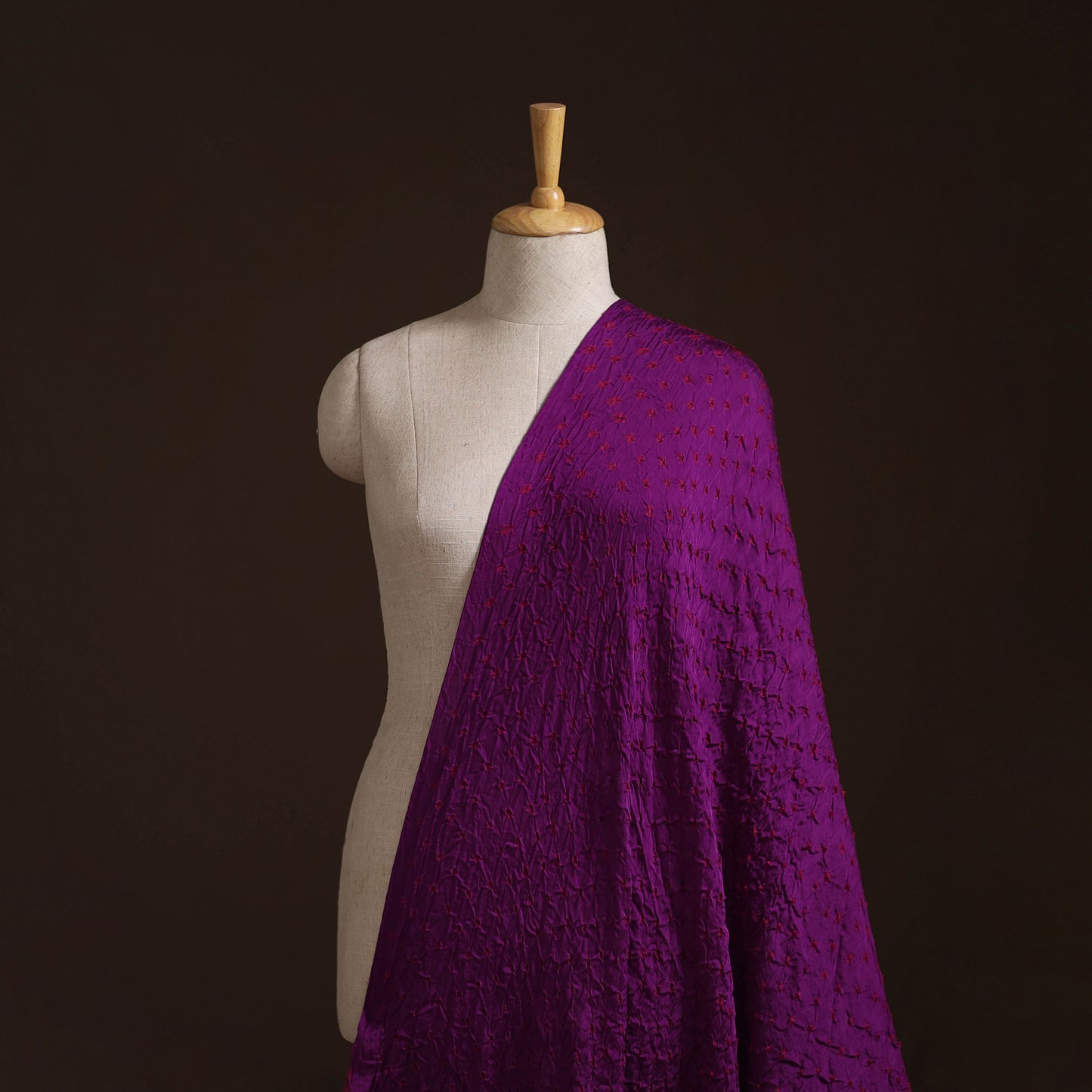 Purple - Kutch Bandhani Tie-Dye Modal Silk Fabric 13