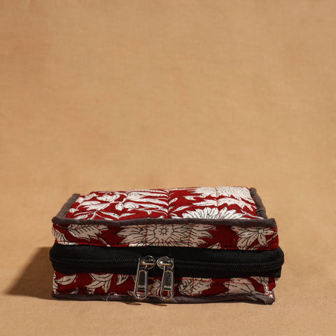 Red Handmade 4 Pockets Cotton Jewelry Bag 05 