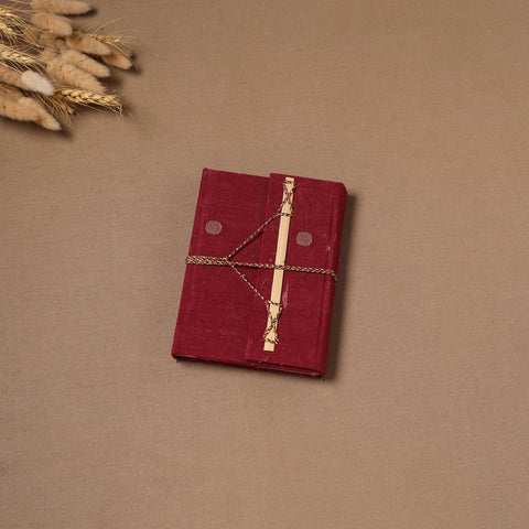 Red - Handmade Paper Notebook in Buti Cover with Thread Lock (7 x 5 in) 20