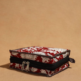 Red Handmade 4 Pockets Cotton Jewelry Bag 05 