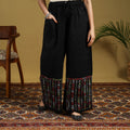 Black Cotton Bengal Kantha Hand Embroidery Palazzo
