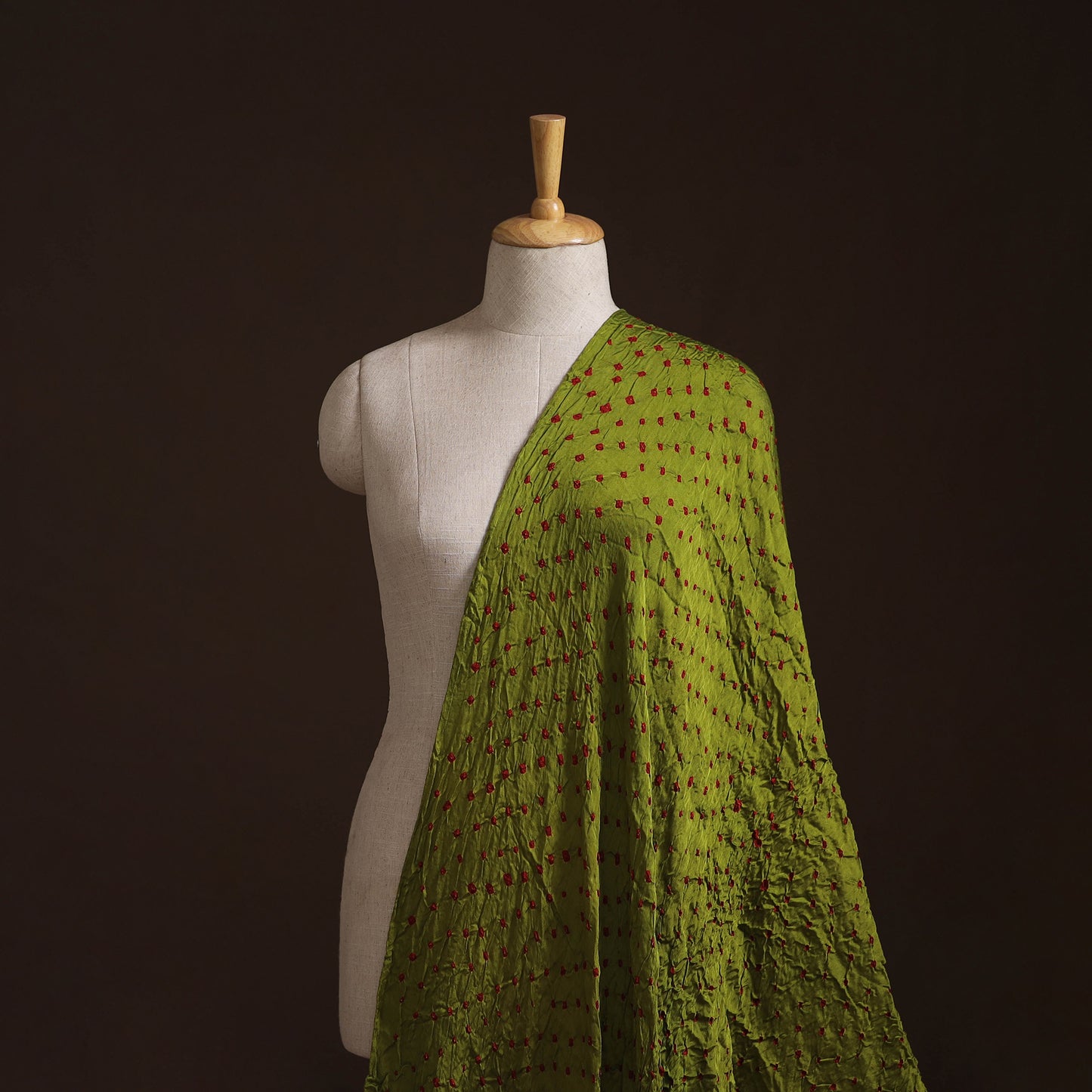 Green - Kutch Bandhani Tie-Dye Modal Silk Fabric 11