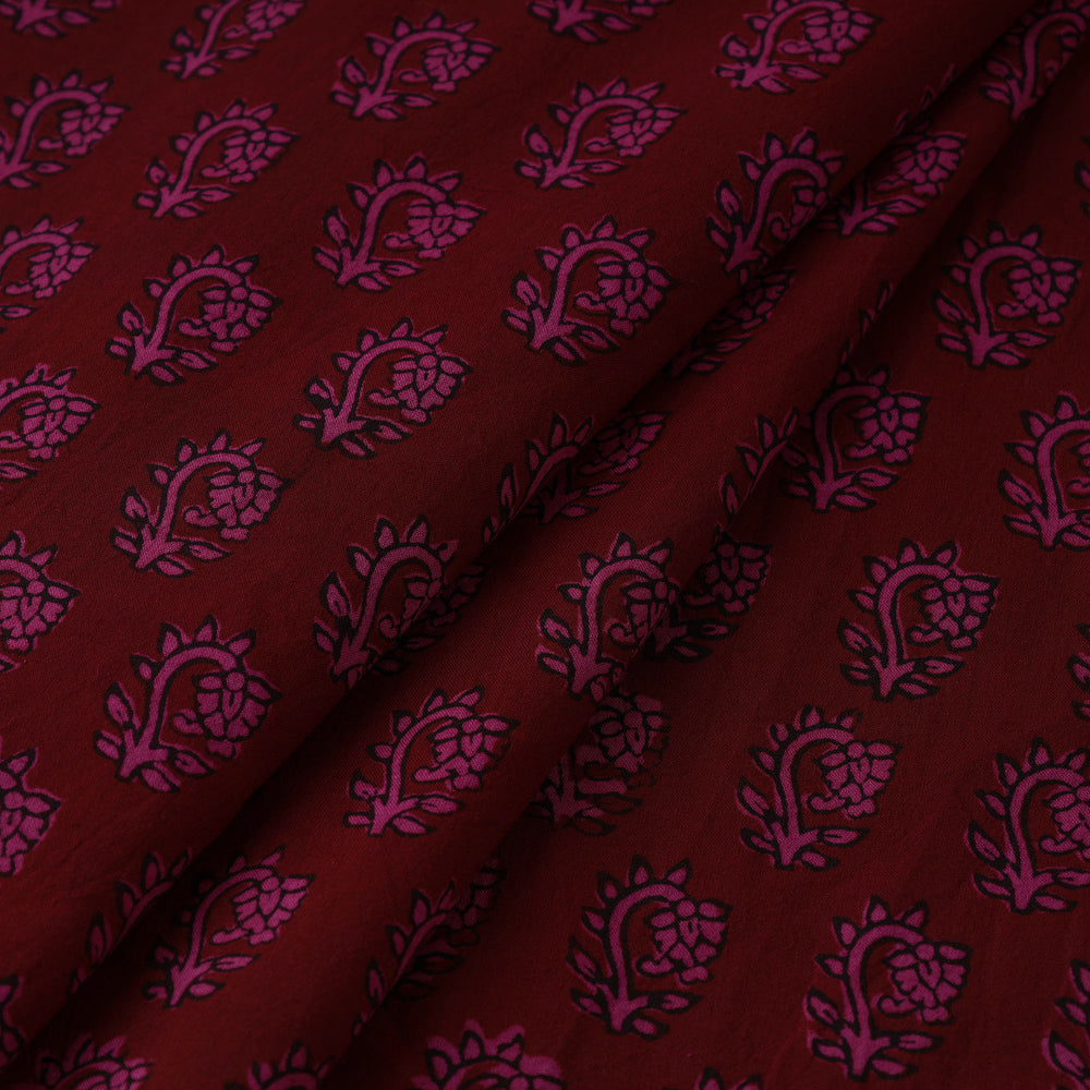 Red - Bagh Block Printed Cotton Fabric 14