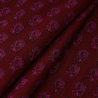 Red - Bagh Block Printed Cotton Fabric 14