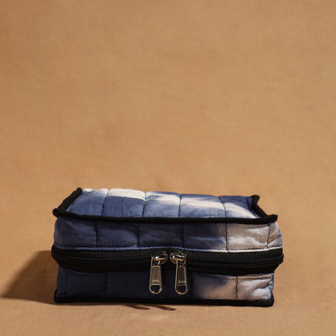 Blue Handmade 4 Pockets Cotton Jewelry Bag