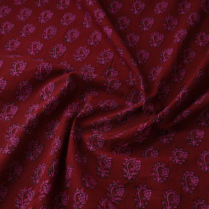 Red - Bagh Block Printed Cotton Fabric 14