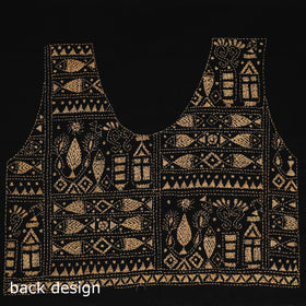 Black Cotton Bengal Kantha Stitch Blouse Piece 