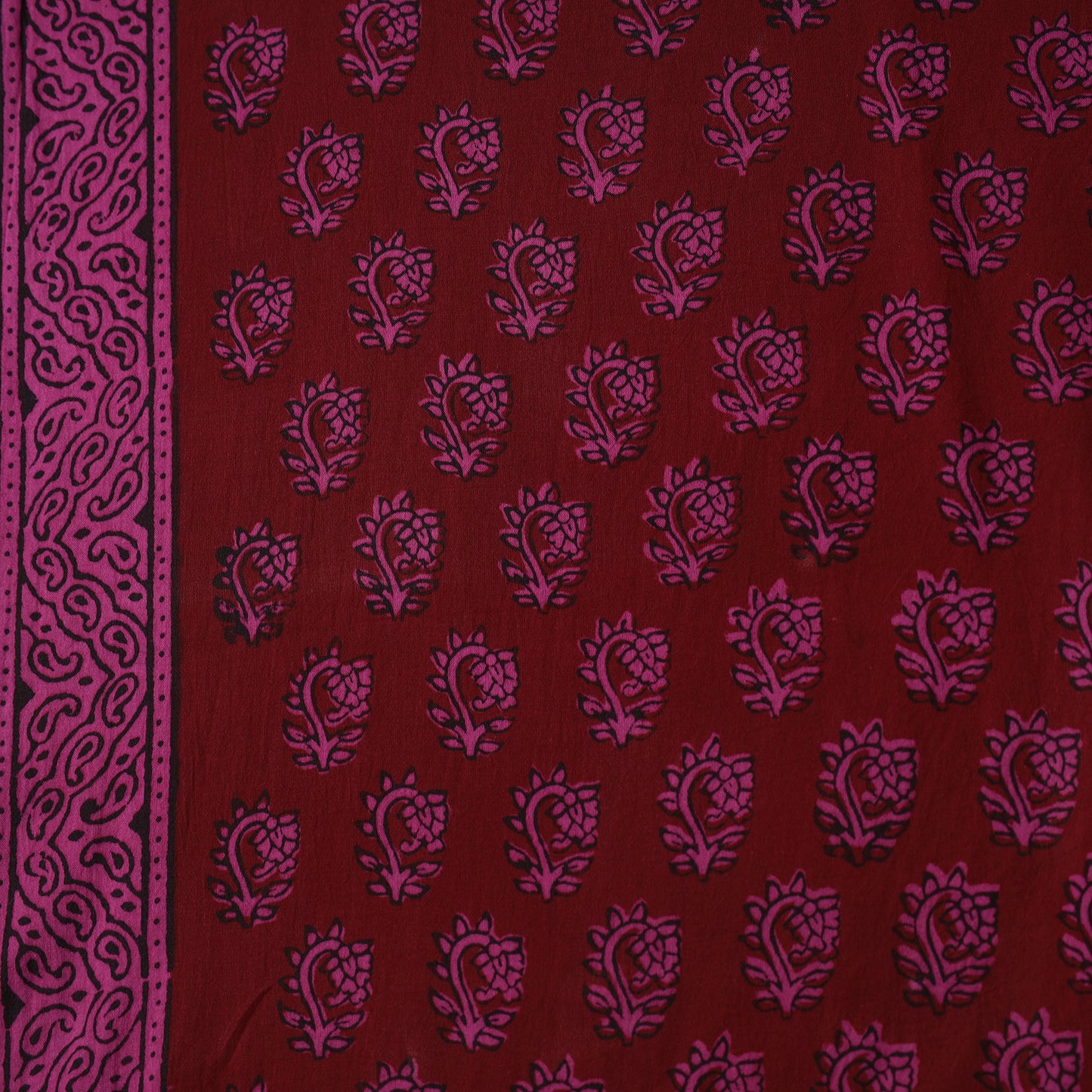 Red - Bagh Block Printed Cotton Fabric 14