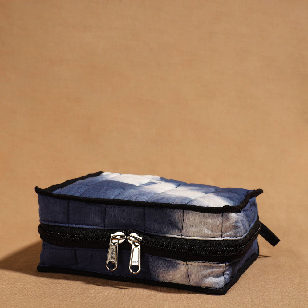 Blue - Handmade 4 Pockets Cotton Jewelry Bag 06