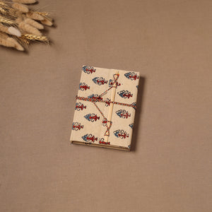 Beige - Handmade Paper Notebook in Ajrakh Cover with Thread Lock (7 x 5 in) 23