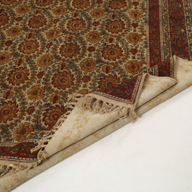 Beige - Warangal Handwoven Kalamkari Block Print Cotton Durrie / Carpet / Rug (5 x 7 Feet) 31