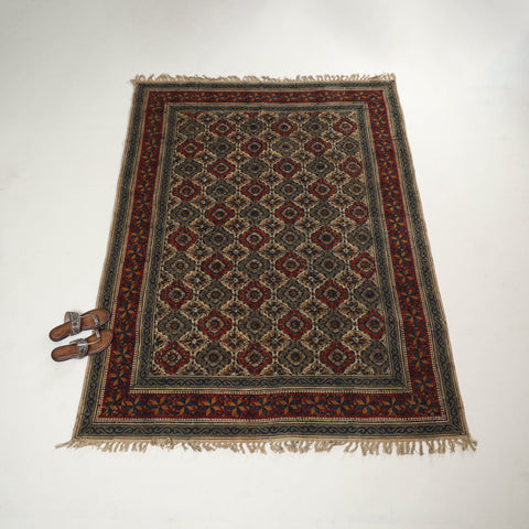 Warangal Handwoven Kalamkari Block Print Cotton Durrie / Carpet / Rug (5 x 7 Feet) 30