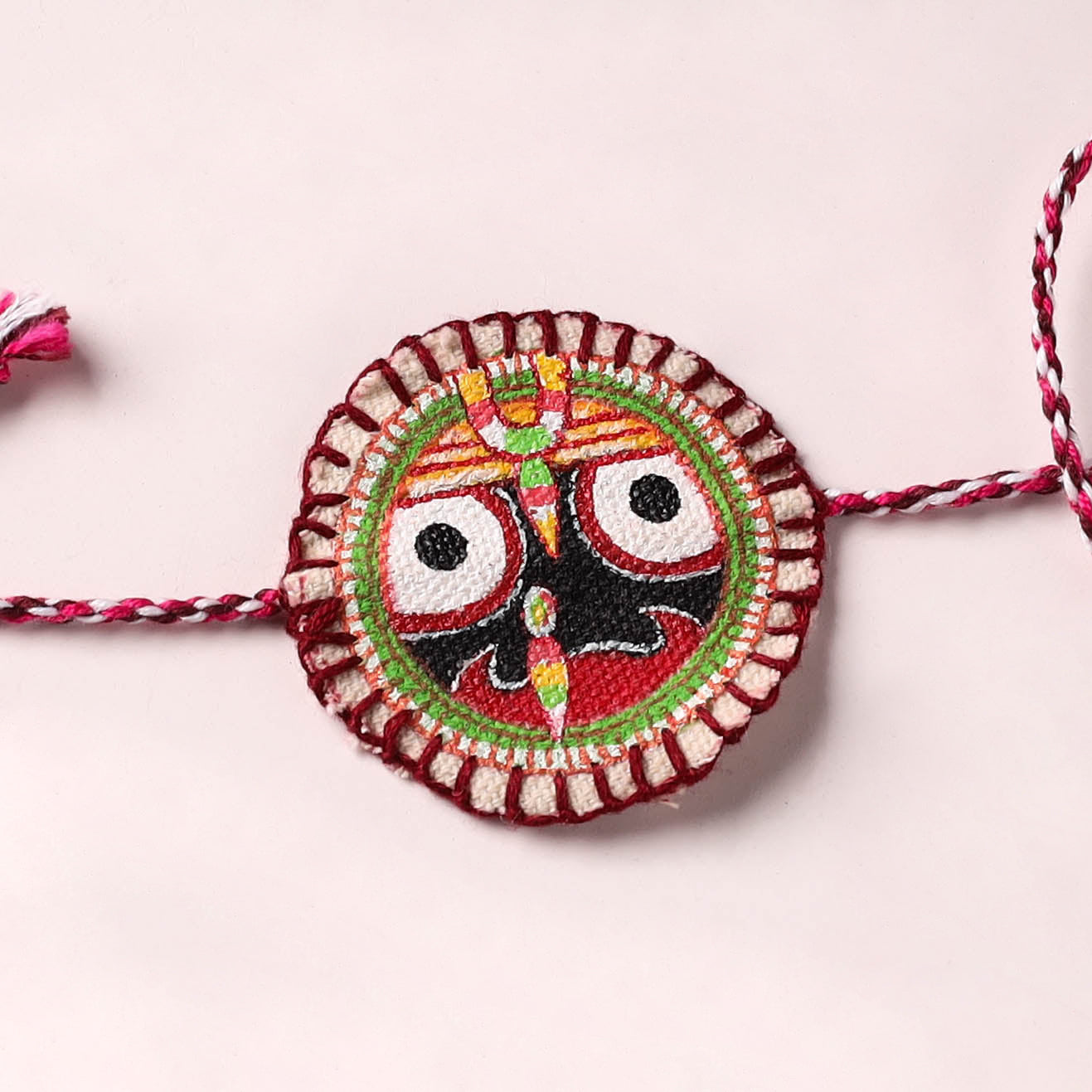 Lord Jagannath - Reusable Pattachitra Handpainted Rakhi with Potli 02