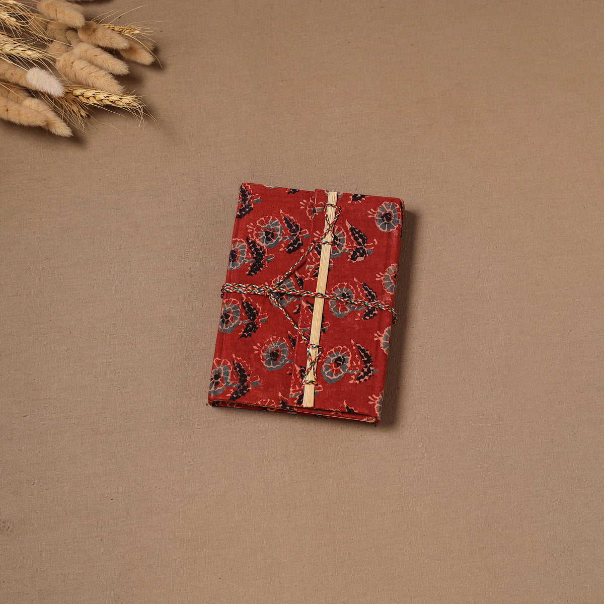 Handmade Paper Notebook in Ajrakh Cover with Thread Lock (7 x 5 in) 24