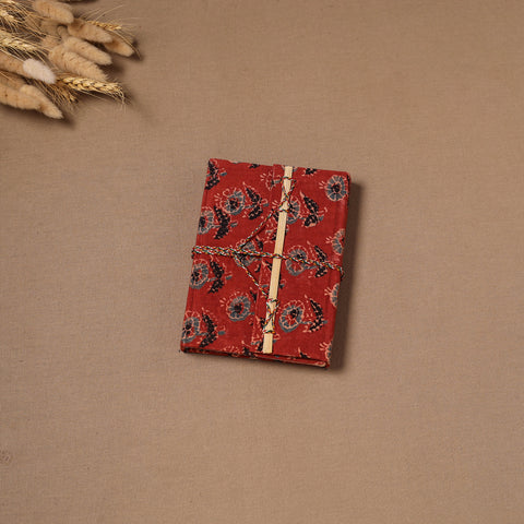 Red - Handmade Paper Notebook in Ajrakh Cover with Thread Lock (7 x 5 in) 24