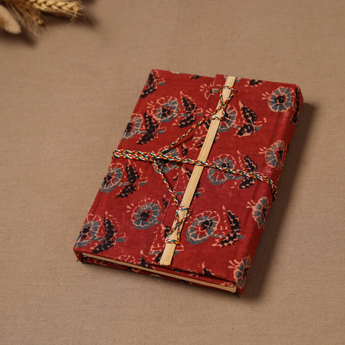 Handmade Paper Notebook in Ajrakh Cover with Thread Lock (7 x 5 in) 24