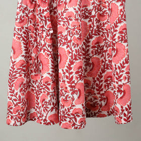 Peach - Sanganeri Block Printed Cotton Wrap Around Skirt 16