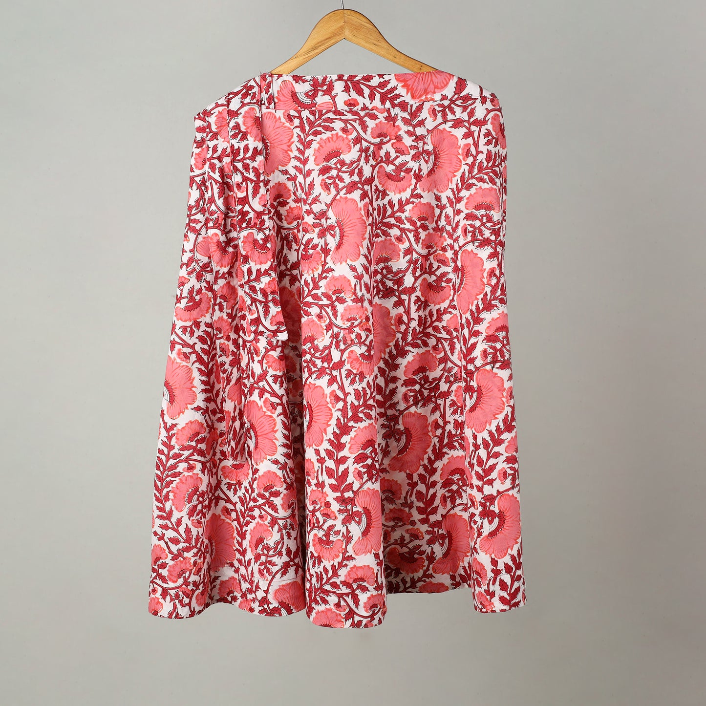 Peach - Sanganeri Block Printed Cotton Wrap Around Skirt 16