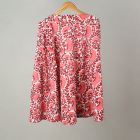Peach - Sanganeri Block Printed Cotton Wrap Around Skirt 16
