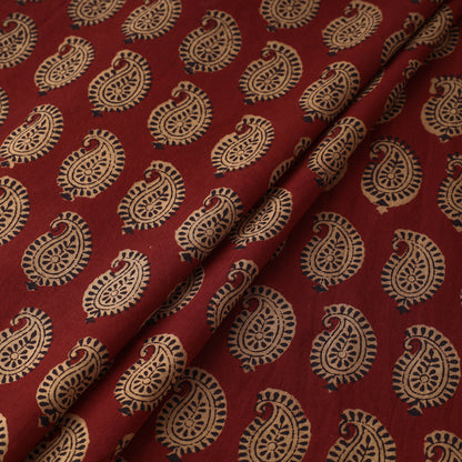 Red - Bagh Block Printed Cotton Fabric 16