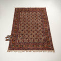 Brown - Warangal Handwoven Kalamkari Block Print Cotton Durrie / Carpet / Rug (5 x 7 Feet) 29