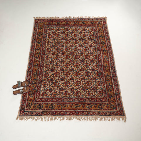 Warangal Handwoven Kalamkari Block Print Cotton Durrie / Carpet / Rug (5 x 7 Feet) 29