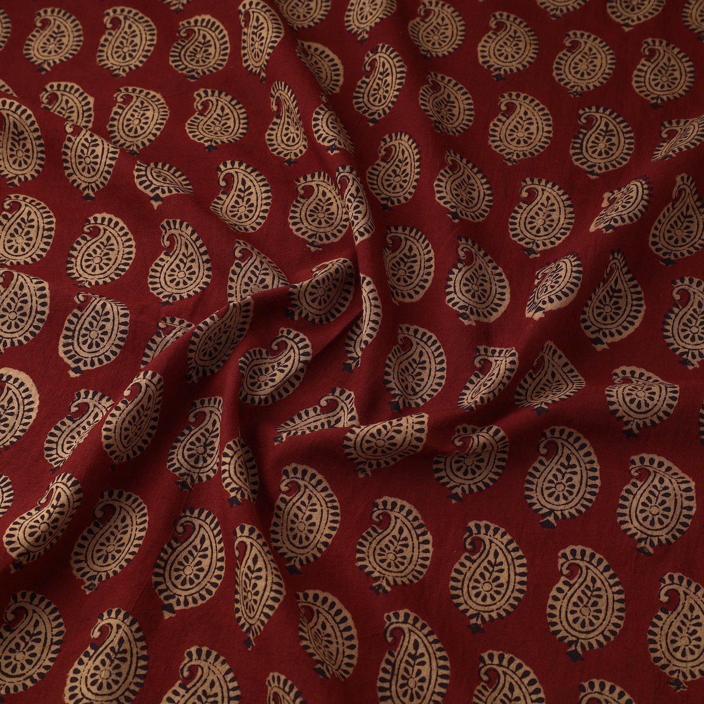 Red - Bagh Block Printed Cotton Fabric 16