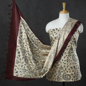 3pc Warli Printed Silk Cotton Handloom Suit Material Set 20