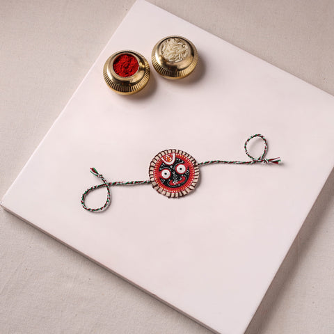 Lord Jagannath - Reusable Pattachitra Handpainted Rakhi with Potli 06