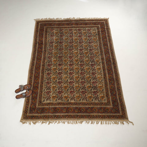 Warangal Handwoven Kalamkari Block Print Cotton Durrie / Carpet / Rug (5 x 7 Feet) 28