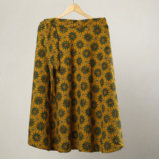 Yellow - Ajrakh Block Printed Cotton Wrap Around Skirt 17